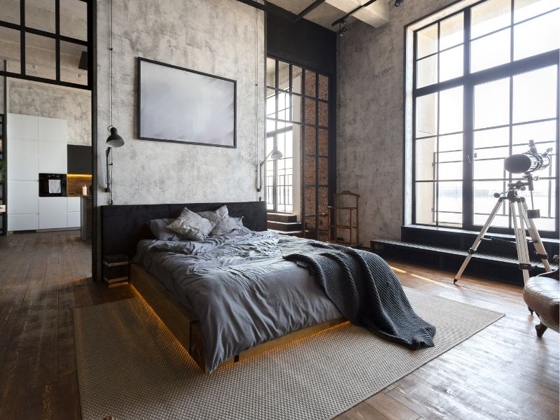 Bedroom with bright light